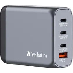 VERBATIM USB-Ladegerät 32202, 100W, 1x USB-A QC, 3x USB-C PD, grau