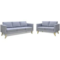 vidaXL Sofa Set 2-Sitzer und 3-Sitzer Stoff Hellgrau