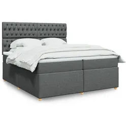 vidaXL Boxspringbett, Boxspringbett mit Matratze Dunkelgrau 200x200 cm Stoff