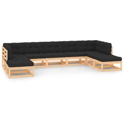 vidaXL 9-tlg. Garten-Lounge-Set mit Kissen Massivholz Kiefer