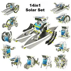 efaso Lernspielzeug Solar Roboter Set 14 in 1- Solar Lernspielzeug blau|gelb|weiß