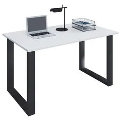 Mid.you Schreibtisch , Schwarz, Weiß , Holzwerkstoff , rechteckig , U-Form , 80x76x140 cm , in verschiedenen Holz-Dekoren erhältlich , Büromöbel, Schreibtische, Schreibtische