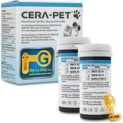 Cera-Pet Blutzuckerteststreifen für Haustiere (Hunde und Katzen) - Heimtest zur Diabetes-Messung 150 St