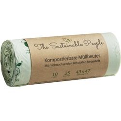 TSP Bio Müllbeutel, 10 Liter, 100% heim-kompostierbar, 43 x 47 cm, Abfallbeutel biologisch abbaubar, reißfest und feuchtigkeitsbeständig, 1 Rolle = 25 Beutel