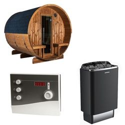 Sentiotec Sauna Komplettset Kaski 240 Panorama | Saunaofen 100 E | 6 Pers.