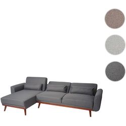 Sofa HWC-J20, Couch Ecksofa, L-Form 3-Sitzer Liegefläche Schlaffunktion Stoff/Textil ~ anthrazit-gra