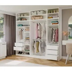 Raumhirsch Furniture Kleiderschrank Kleiderschrank, Garderobensystem, Schranksystem, Garderobe (Maße 60 x 50 x 200 (H) cm, 1 Kleiderstange, 3 Schubladen) Modulschrank, 16 mm Plattenstärke weiß 60 cm x 200 cm x 50 cm