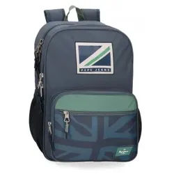 Pepe Jeans Unisex für Kinder. 66522D1 Tom Rucksack 40cm zwei Fächer anpassungsfähig grau blau (OSFA), Lässig, Polyester, Marine, Kinderbekle