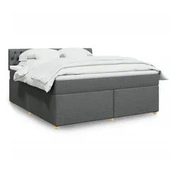 vidaXL Boxspringbett, Boxspringbett mit Matratze Dunkelgrau 180x200 cm Stoff