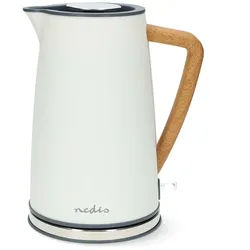 Nedis Wasserkocher - 1.7 l - Soft-Touch - Weiss - Um 360 Grad drehbar - Verdecktes Heizelement - Strix Controller - Boil-dry protection