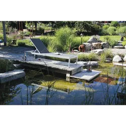 Acamp Sonnenliege , Graphitfarben, Platinfarben , Metall, Textil , Uni , 60x35x198 cm , UV-beständig, wetterbeständig, gastro- und objekttauglich, Räder am Kopfende, lichtecht, Rückenlehne verstellbar , Gartenmöbel, Gartenliegen, Sonnenliegen