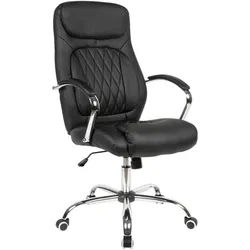 Mid.you Chefsessel , Schwarz , Textil , Drehkreuz , 70x113x70 cm , Wippfunktion, Wippmechanik mit Härtegradeinstellung , Büromöbel, Bürostühle, Chefsessel