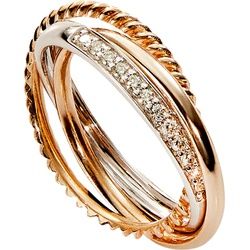 Damen Ring, 375er Gelb-/Weißgold mit 12 Diamanten, zus. ca. 0,15 Karat, 50