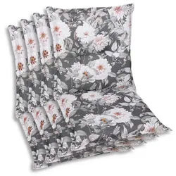 Xxxl Sesselauflagenset , Anthrazit, Weiß , Textil , 4-teilig , Blume , Füllung: Schaumstoff, Vlies , 50x9x100 cm , Oeko-Tex® Standard 100 , pflegeleicht, hochwertige Qualität, langlebig, für den Außenbereich geeignet, mittels Bändern zu befestigen, mittels Gurtband zu befestigen , Gartenmöbel, Gartenpolster & Auflagen, Sesselauflagen