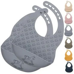 SEI Design Lätzchen 2 Stück Auffanglätzchen Baby Silikonlätzchen, (2-St., Silikonlätzchen), BPA/PVC/BPP-frei blau