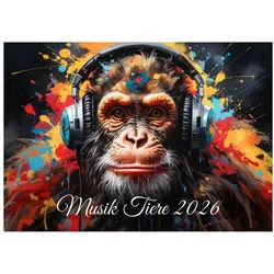 raxxa Wandkalender Musik Tiere 2026 - quer