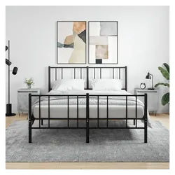 furnicato Nachttisch Betongrau 40 x 30 x 50 cm aus Holzwerkstoff und Eisen (2-St) grau 30 cm x 50 cm