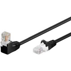 Goobay Goobay CAT 5e Patchkabel 1x 90° gewinkelt, U/UTP, Schwarz 0,5 m LAN-Kabel schwarz