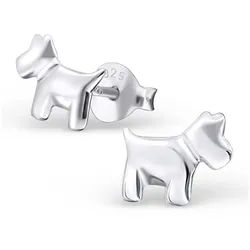 Order & Smile Schmuck Paar Ohrstecker Ohrstecker Hund: Silber Ohrringe Terrier silberfarben