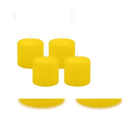 Kopschitz Kerzen 4er Set Stumpenkerzen/Adventskranzkerzen Zitrone Gelb Ø 60 x 60 mm