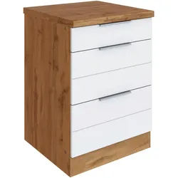 Held Küchenunterschrank , Weiß, Eiche Wotan , Metall , 3 Schubladen , 60x86x60 cm , Made in Germany , Küchen, Küchenmöbel, Küchenschränke, Küchenunterschränke