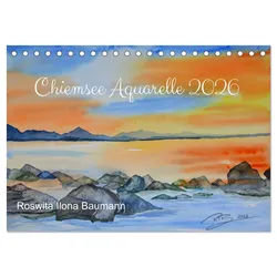 CALVENDO Wandkalender Chiemsee Aquarelle (Tischkalender 2026 DIN A5 quer), CALVENDO Monatska 21.0 cm x 1 cm x 14.8 cm