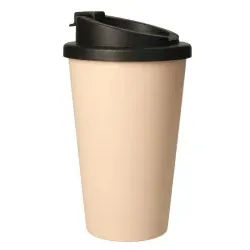 Bio Kaffeebecher Mehrwegbecher Premium Deluxe, 0,35 Liter, Doppelwandiger Thermobecher mit verschraubbarem Deckel, 1 Stück, Farbe: aprikose