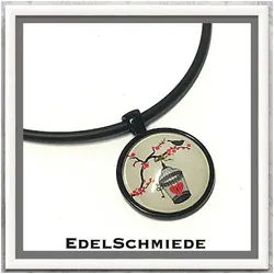 Edelschmiede925 Kette und Anhänger Set Edelschmiede925 Kautschukband mit Anhänger - Modeschmuck - Glas