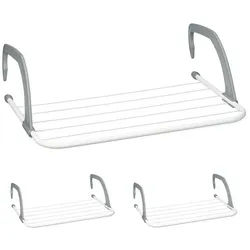 relaxdays Heizkörper-Wäschetrockner Wäscheständer Heizung 3er Set grau|weiß