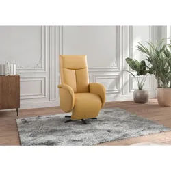 Sit & More Drehstuhl , Currygelb , Leder , Echtleder , Nappaleder , Sternfuß , 75x112x82 cm , Goldenes M, Made in Europe, DGM-Klimapakt , Sitzfläche 360° drehbar, gepolsterte Armlehnen , Büromöbel, Bürostühle, Drehstühle