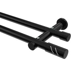 GARDINENSTANGE Platon Zoena 600 cm (geteilt in 3 x 200 cm), 2-läufig (ohne Ringe), 20 mm Ø Schwarz
