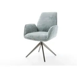 Drehstuhl Zoa-Flex Chenille Pastellblau Kreuzgestell breit Graphit 360° drehbar Wippfunktion Taschenfederkern