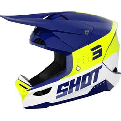 Shot Furious League Motocross Helm, weiss-blau-gelb, Größe XL für Männer