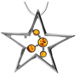 OSTSEE-SCHMUCK Kette mit Anhänger Ostsee-Schmuck Kette mit Anhänger Stern Kette mit Anhänger Stern (2-tlg) silberfarben 60 cm