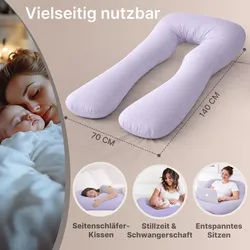 ELONEO Seitenschläferkissen mit Bezug, Stillkissen, Schwangerschaftskissen XXL, Lila