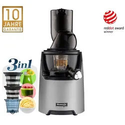 Kuvings Entsafter Whole Slow Juicer EVO820 Signature (NS-1256CEC), 240,00 W, 3-in-1 Mastizierender Kaltpress-Entsafter mit Smoothie-, Sorbetfilter silberfarben