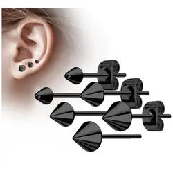 Order & Smile Schmuck Paar Ohrstecker Ohrstecker Spikes Ohrringe Edelstahl schwarz