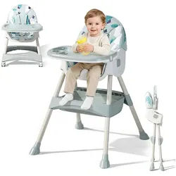HEYHIPPO Kinderklappstuhl Hochstuhl Babys ab 6 Monaten Klappbarer Esszimmerstuhl mit Esstablett (Geeignet für Babys im Alter von 0–6 Jahren. 91 × 75 × 63 cm), Kindersitz verstellbarer Rückenlehne,abnehmbar und herausnehmbar,grün grün