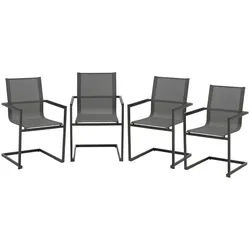 Gardenson Gartenstuhl , Anthrazit, Grau , Metall, Kunststoff , eckig , 56x90x50 cm , stapelbar, gastro- und objekttauglich, wetterfest, UV-beständig, regenabweisend, abwischbar, geeignet für Balkon , Gartenmöbel, Gartensessel, Gartenstühle