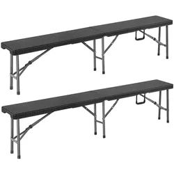 Rattanbänke Malmö 2er-Set Schwarz 180cm