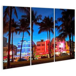 islandburner Leinwandbild Bild auf Leinwand Miami Beach Florida Hotels Restaurants Sunset Ocean