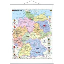 Stiefel Wandkarte Großformat Deutschland Politisch Mit Wappen - Heinrich Stiefel Karte (im Sinne von Landkarte)