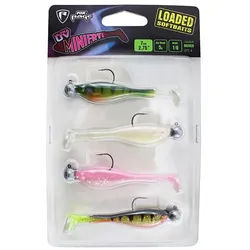 FOX International Kunstköder, Fox Rage Mini Fry 7cm Loaded UV Mixed Colour Pack X4 Gummifisch Set