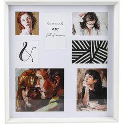 Monee Multirahmen , Weiß , Metall, Glas, Papier, Holzwerkstoff , quadratisch , 43.8x47x4 cm , Passepartout , Bilder & Rahmen, Bilderrahmen, Metallrahmen