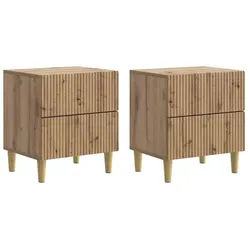 vidaXL Nachttisch 43 x 34,5 x 48 cm Nachttisch 2er Set Nachtschrank Artisan-Eiche 43x34 braun