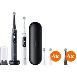 Oral-B iO 7 Schwarz und Weiß Doppelpack + Aufsteckbürsten (8 Stück)