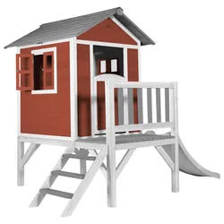 Ambia Garden Spielhaus , Grau, Rot, Weiß , Holz, Kunststoff , Hemlocktanne , 240x189x167 cm , EN 71, CE, FSC 100% , Freizeit & Co, Gartenspielzeug, Spielhäuser
