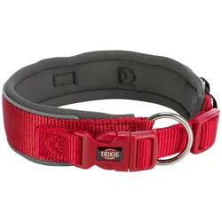 TRIXIE Hunde-Halsband Premium Halsband, extra breit, rot/grafit rot Größe: S-M Maße: 33-42 cm / 35 mm