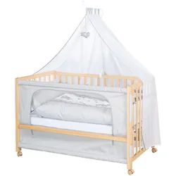 Roba Babybett Jumbo twins grau 4er-Set 60 x 120 cm , Naturfarben , Holzwerkstoff , 60x120 cm , Babymöbel, Babybetten, Beistellbetten