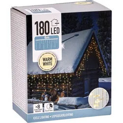 LED-Lichtervorhang warmweiß, 180 LEDs, transparentes Kabel, Innen/Außen, 9m